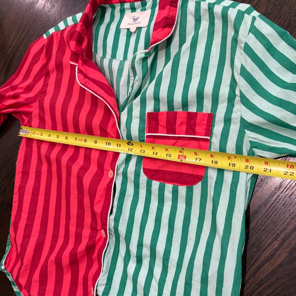 Printfresh Pajama Set Womens Small Red Green Holiday Striped Organic Cotton - Picture 16 of 16